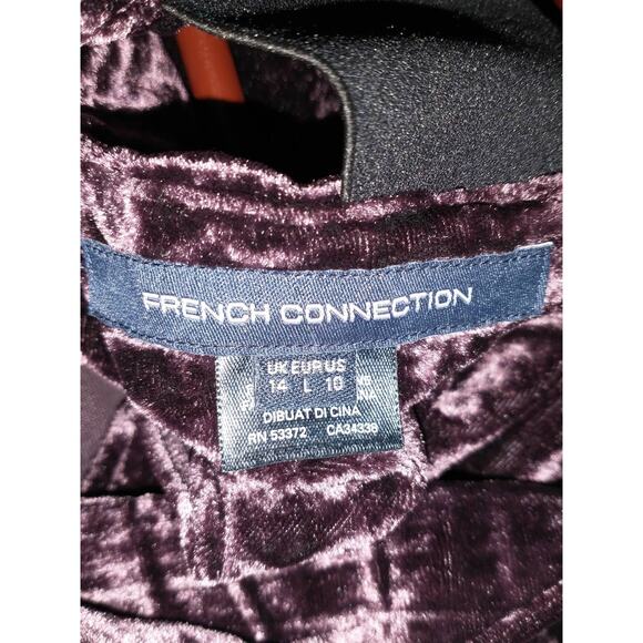 French Connection Women’s Purple Velvet Cocktail Dress Size 10 Double V-Neck - Picture 12 of 16
